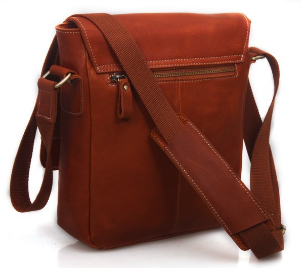 Dark Brown Leather Small Zipper Messenger Bag Vertical Side Bag Brown –  imessengerbags