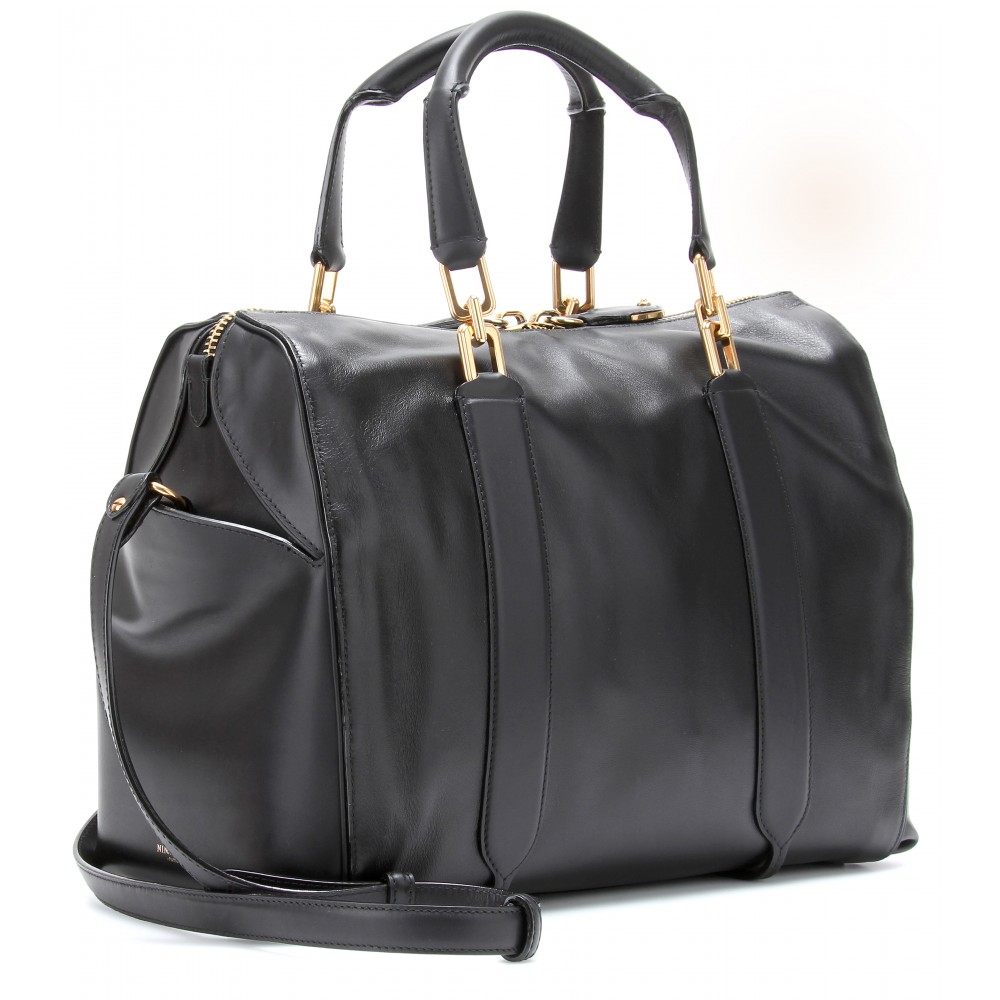 Large bowling bag, Nylon & silver-tone metal, black — Fashion