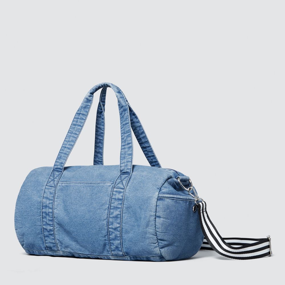 denim duffle travel bag